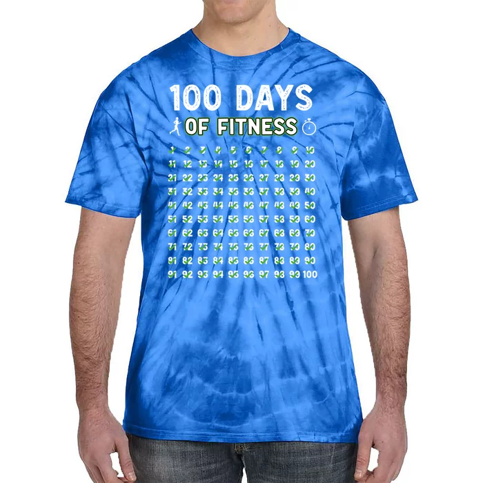 100 Days Of Fitness Healthy Lifestyle Funny Gift Tie-Dye T-Shirt