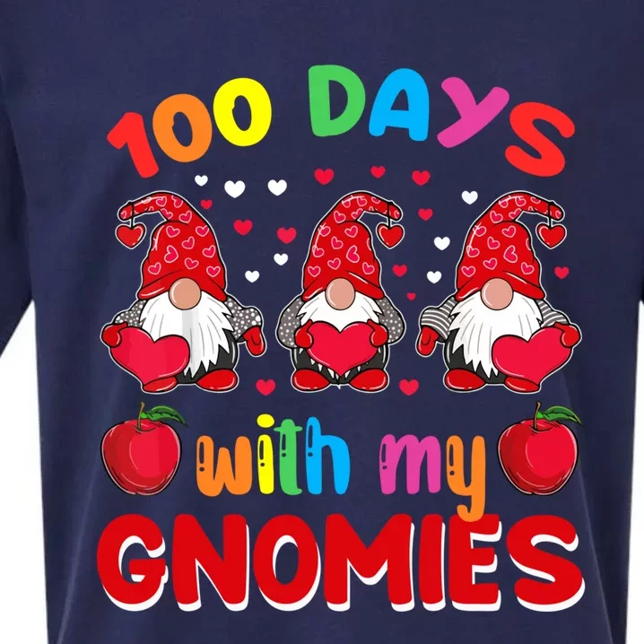 100 Days Of School Gnome Teacher Student Boy Girl Sueded Cloud Jersey T-Shirt