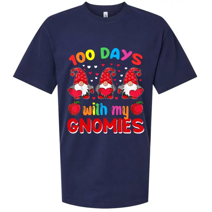 100 Days Of School Gnome Teacher Student Boy Girl Sueded Cloud Jersey T-Shirt