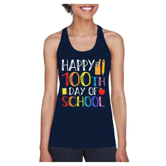 100 Days Of School Teacher And Student Women's Racerback Tank