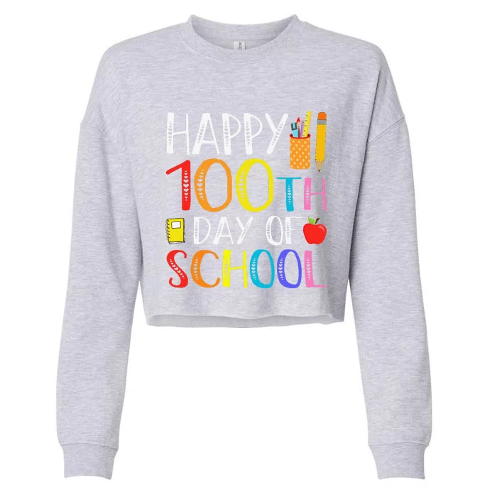 100 Days Of School Teacher And Student Cropped Pullover Crew