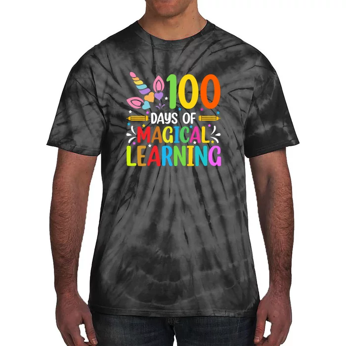 100 Days Of Magical Learning 100th Day Of School Unicorn Tie-Dye T-Shirt