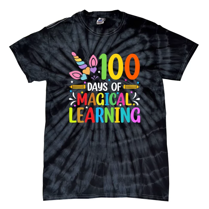 100 Days Of Magical Learning 100th Day Of School Unicorn Tie-Dye T-Shirt