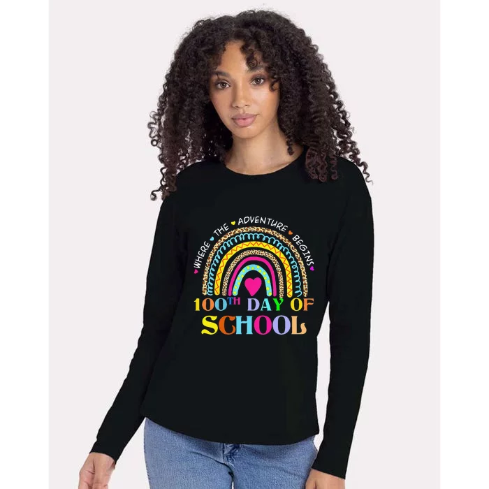 100th Day Of School Teacher 100 Days Smarter Rainbow Womens Cotton Relaxed Long Sleeve T-Shirt