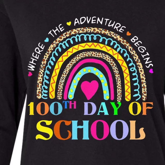 100th Day Of School Teacher 100 Days Smarter Rainbow Womens Cotton Relaxed Long Sleeve T-Shirt