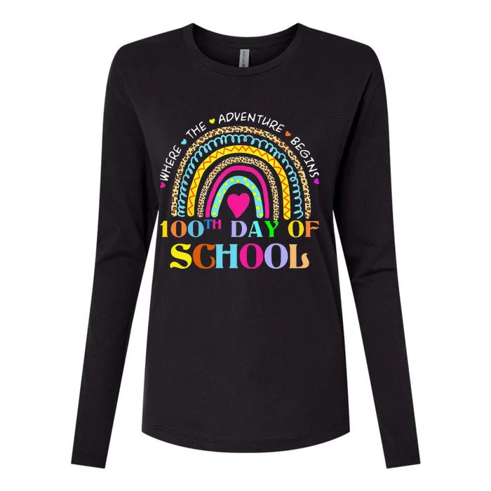 100th Day Of School Teacher 100 Days Smarter Rainbow Womens Cotton Relaxed Long Sleeve T-Shirt