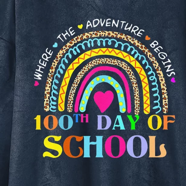 100th Day Of School Teacher 100 Days Smarter Rainbow Hooded Wearable Blanket