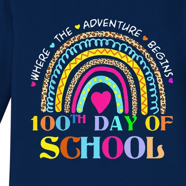 100th Day Of School Teacher 100 Days Smarter Rainbow Baby Long Sleeve Bodysuit