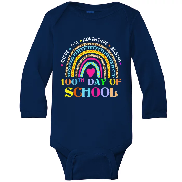 100th Day Of School Teacher 100 Days Smarter Rainbow Baby Long Sleeve Bodysuit