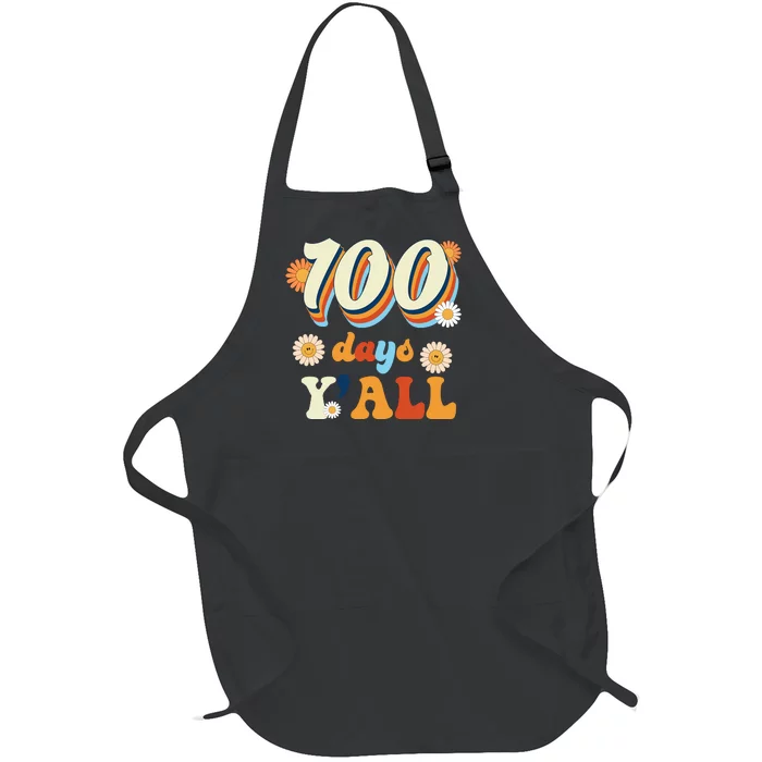 100 Days Of School Retro Sunflower Full-Length Apron With Pocket