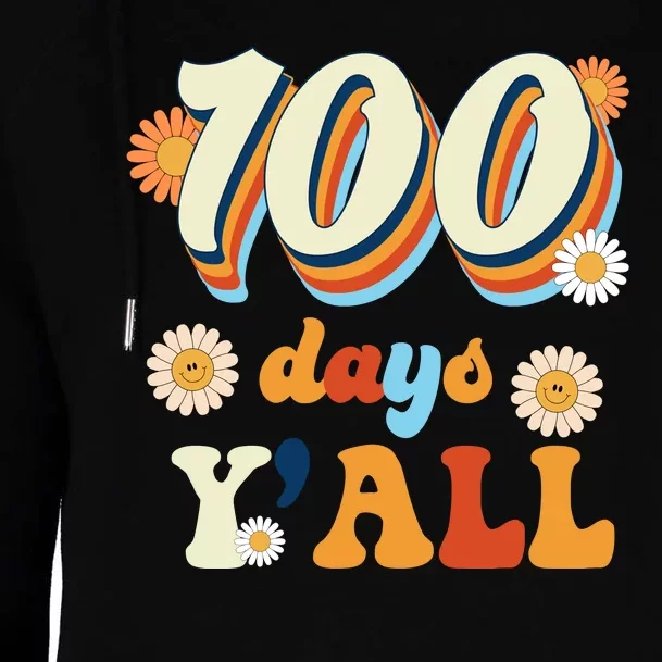 100 Days Of School Retro Sunflower Womens Funnel Neck Pullover Hood