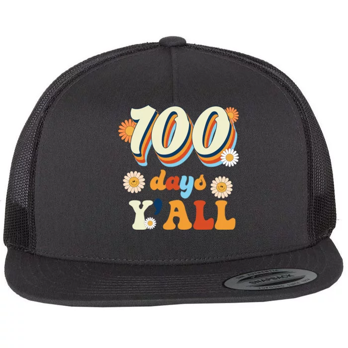 100 Days Of School Retro Sunflower Flat Bill Trucker Hat