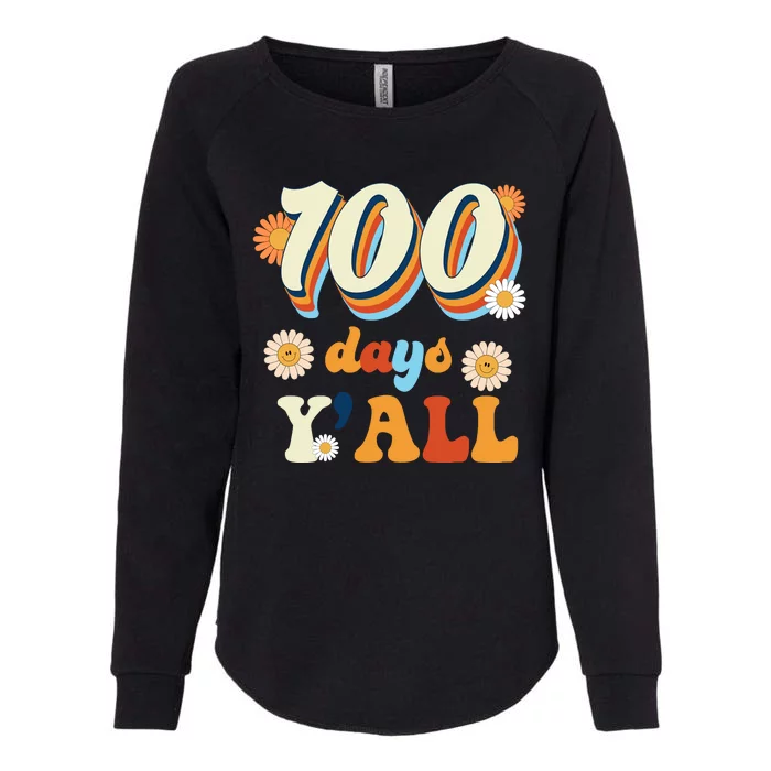 100 Days Of School Retro Sunflower Womens California Wash Sweatshirt