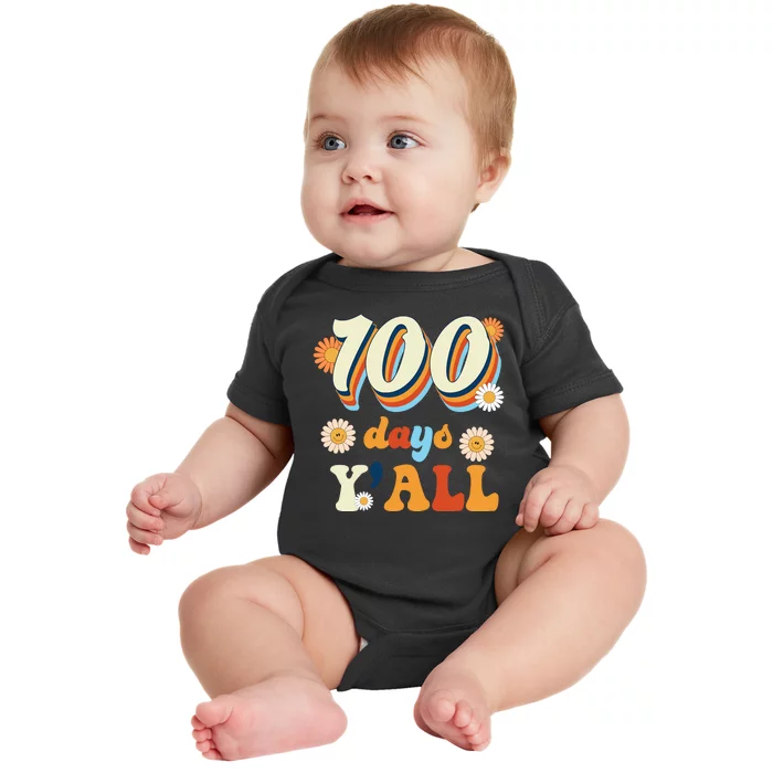 100 Days Of School Retro Sunflower Baby Bodysuit