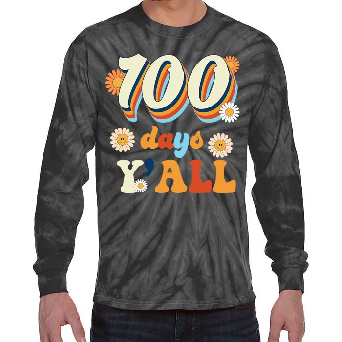 100 Days Of School Retro Sunflower Tie-Dye Long Sleeve Shirt