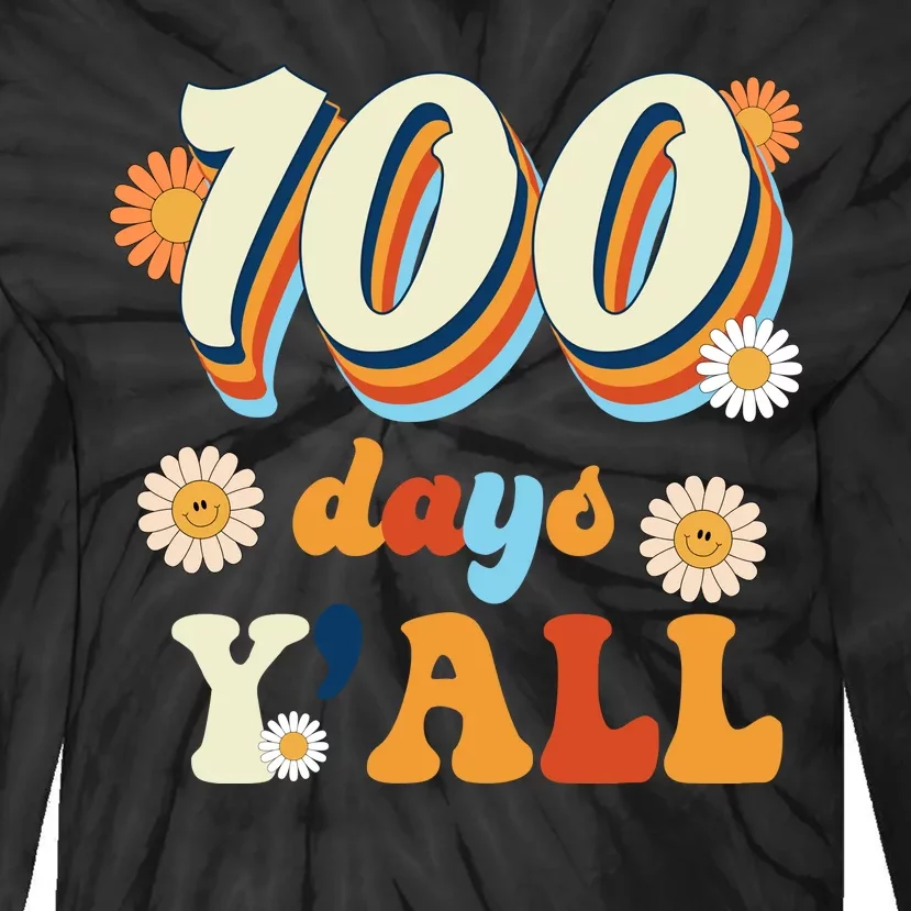 100 Days Of School Retro Sunflower Tie-Dye Long Sleeve Shirt