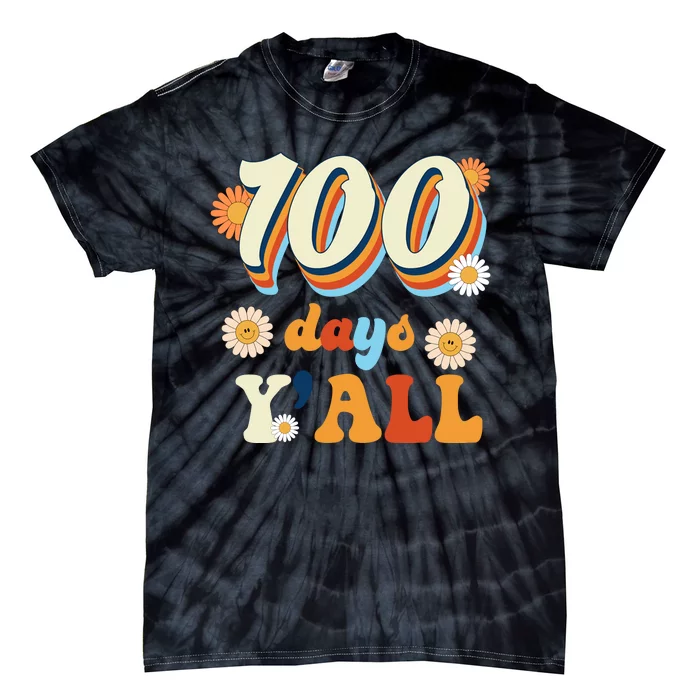 100 Days Of School Retro Sunflower Tie-Dye T-Shirt