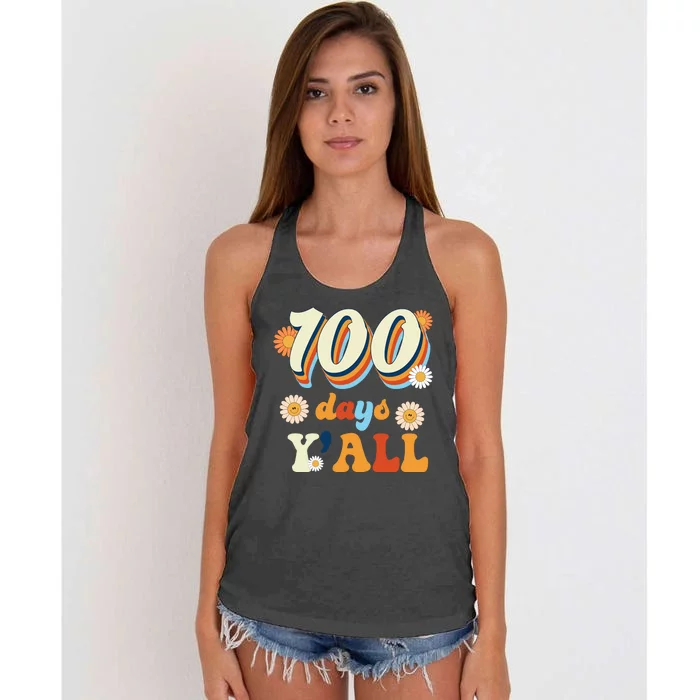 100 Days Of School Retro Sunflower Women's Knotted Racerback Tank