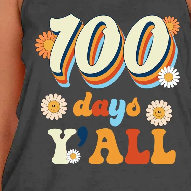 100 Days Of School Retro Sunflower Women's Knotted Racerback Tank