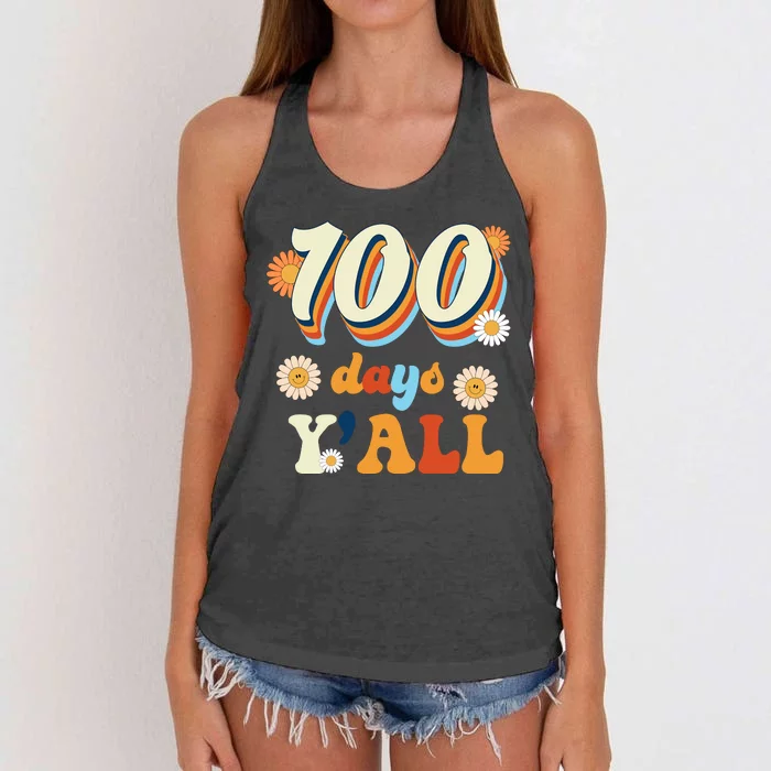 100 Days Of School Retro Sunflower Women's Knotted Racerback Tank