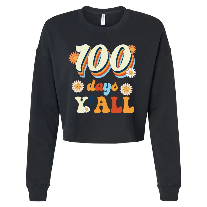 100 Days Of School Retro Sunflower Cropped Pullover Crew