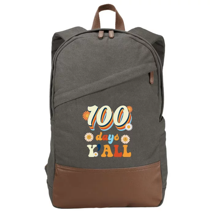 100 Days Of School Retro Sunflower Cotton Canvas Backpack