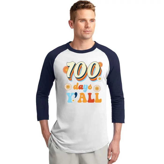 100 Days Of School Retro Sunflower Baseball Sleeve Shirt