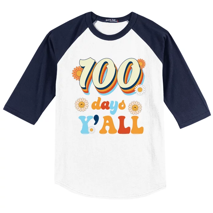 100 Days Of School Retro Sunflower Baseball Sleeve Shirt