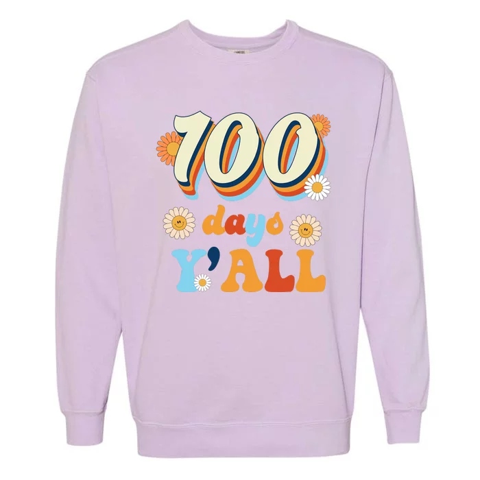 100 Days Of School Retro Sunflower Garment-Dyed Sweatshirt