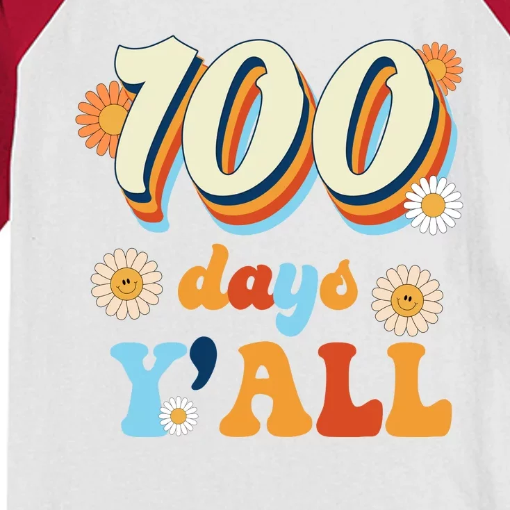 100 Days Of School Retro Sunflower Kids Colorblock Raglan Jersey