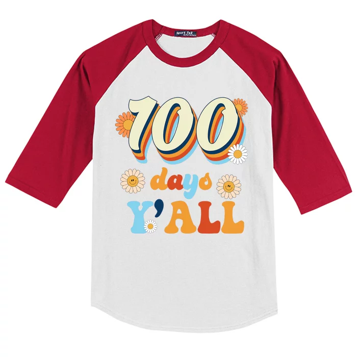 100 Days Of School Retro Sunflower Kids Colorblock Raglan Jersey