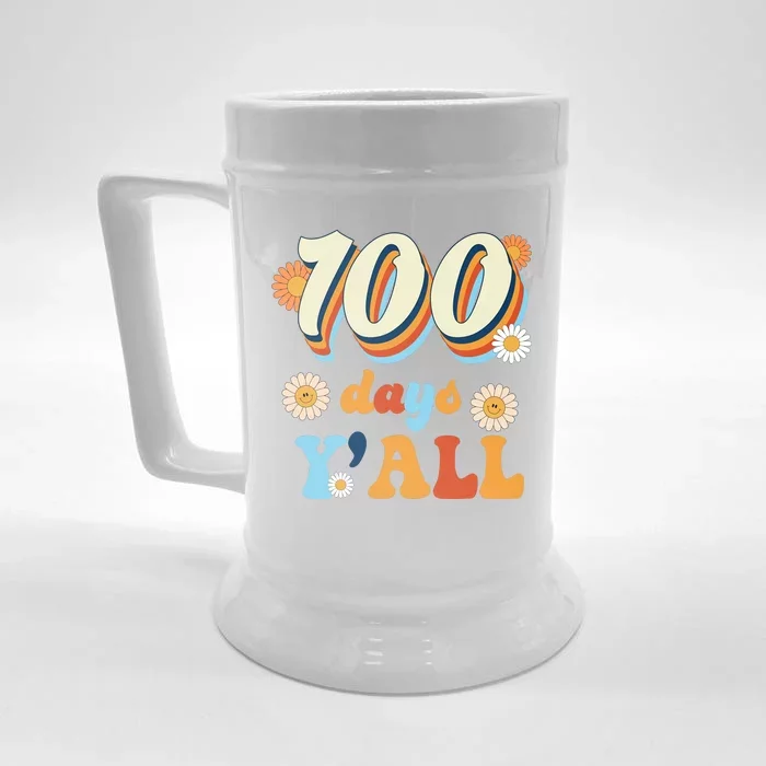 100 Days Of School Retro Sunflower Front & Back Beer Stein