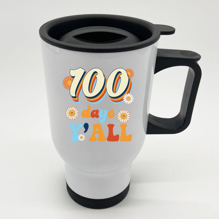 100 Days Of School Retro Sunflower Front & Back Stainless Steel Travel Mug