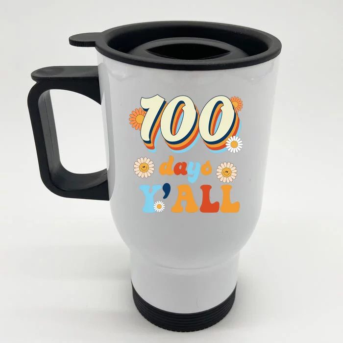 100 Days Of School Retro Sunflower Front & Back Stainless Steel Travel Mug