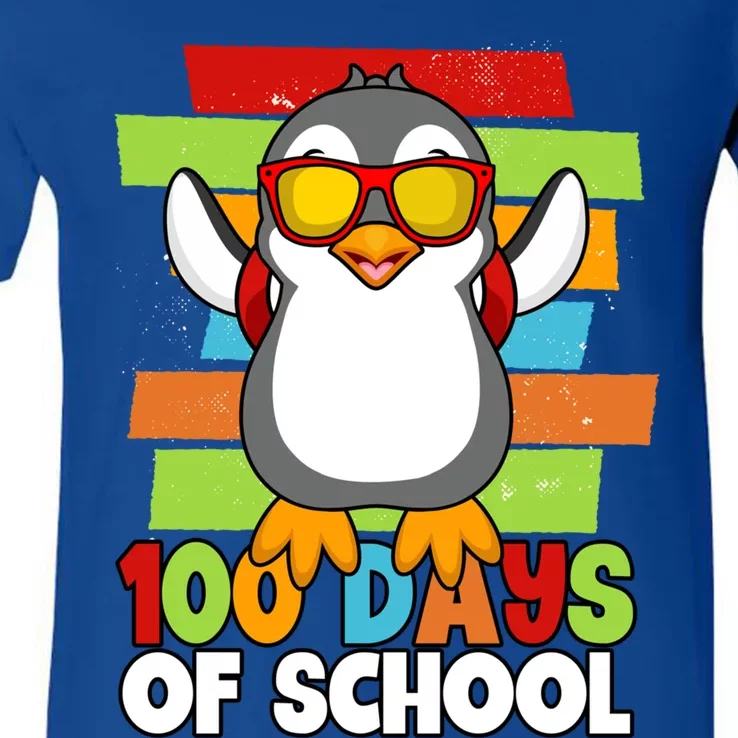 100 Days Of School Costume Penguin 100th Day Great Gift V-Neck T-Shirt