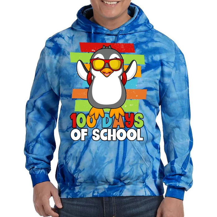 100 Days Of School Costume Penguin 100th Day Great Gift Tie Dye Hoodie