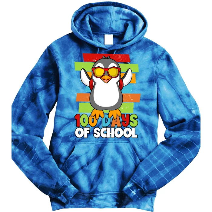 100 Days Of School Costume Penguin 100th Day Great Gift Tie Dye Hoodie