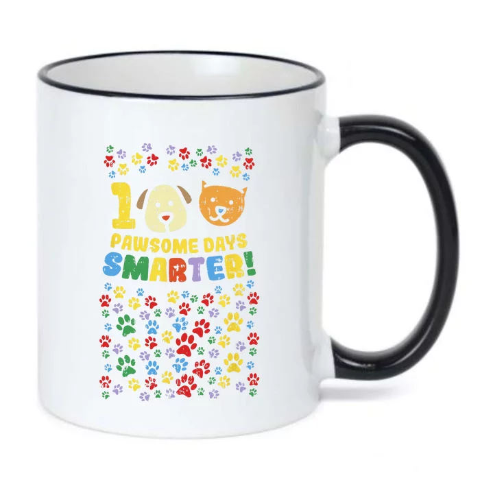 100th Day Of School 100 Pawsome Smarter Dog Cat Paws Black Color Changing Mug