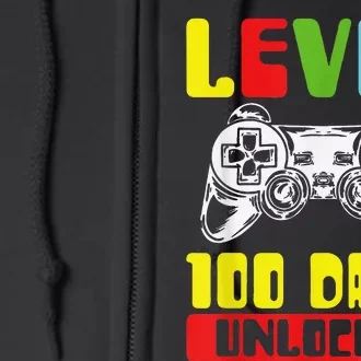 100 Days Of School Gamer Level 100 Days Unlocked Full Zip Hoodie