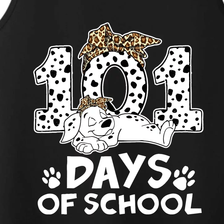 100 Days Of School Dalmatian Dog Wo Girl 100 Days Smarter Performance Tank