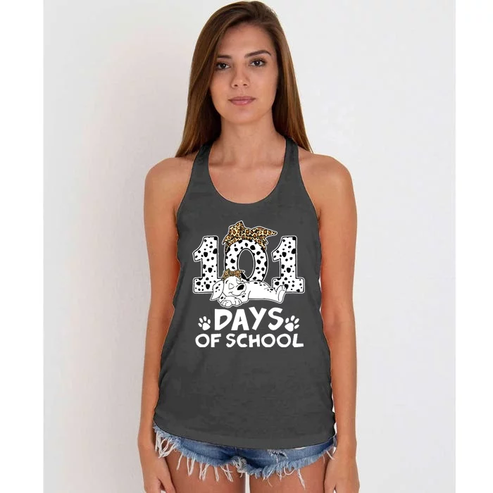 100 Days Of School Dalmatian Dog Wo Girl 100 Days Smarter Women's Knotted Racerback Tank