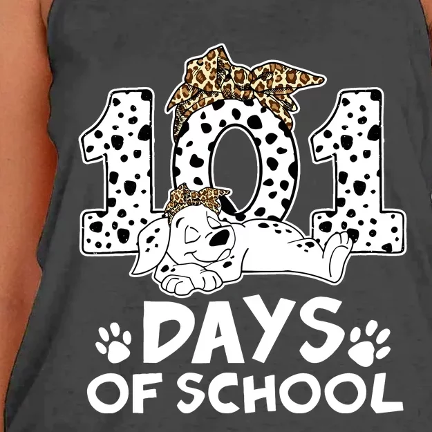 100 Days Of School Dalmatian Dog Wo Girl 100 Days Smarter Women's Knotted Racerback Tank