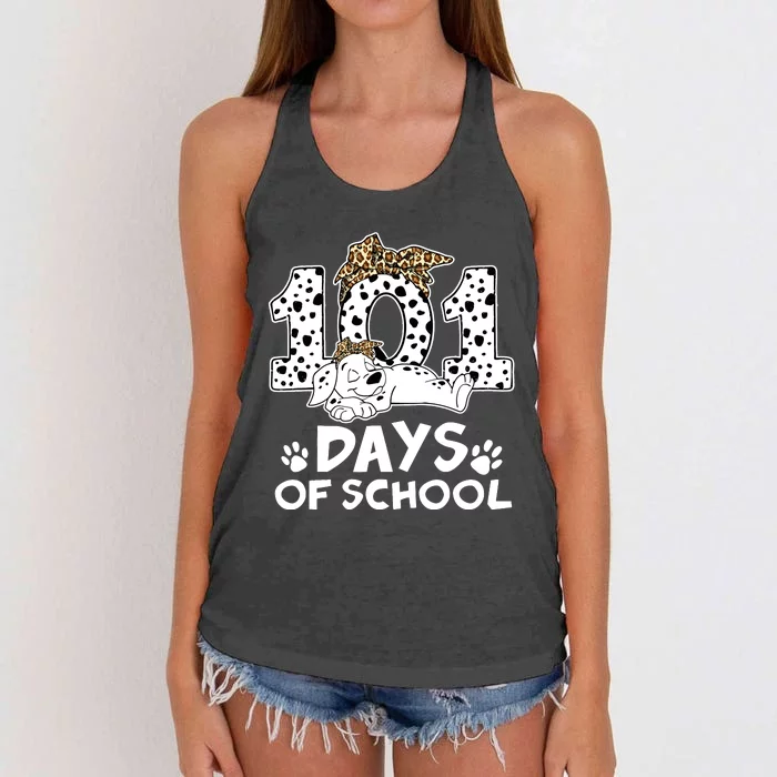 100 Days Of School Dalmatian Dog Wo Girl 100 Days Smarter Women's Knotted Racerback Tank