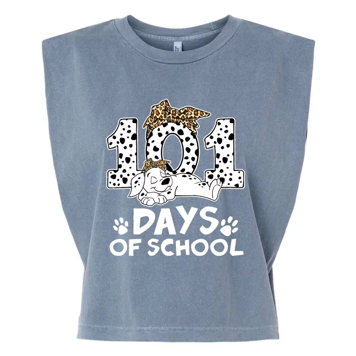 100 Days Of School Dalmatian Dog Wo Girl 100 Days Smarter Garment-Dyed Women's Muscle Tee