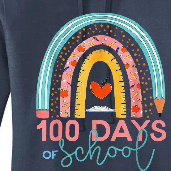 100th Day Of School Teacher 100 Days Smarter Boho Rainbow Women's Pullover Hoodie