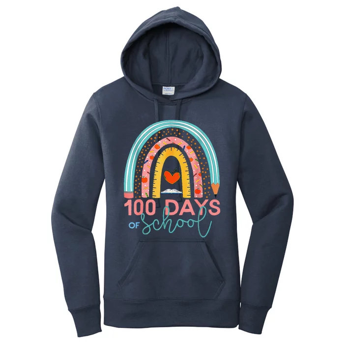 100th Day Of School Teacher 100 Days Smarter Boho Rainbow Women's Pullover Hoodie