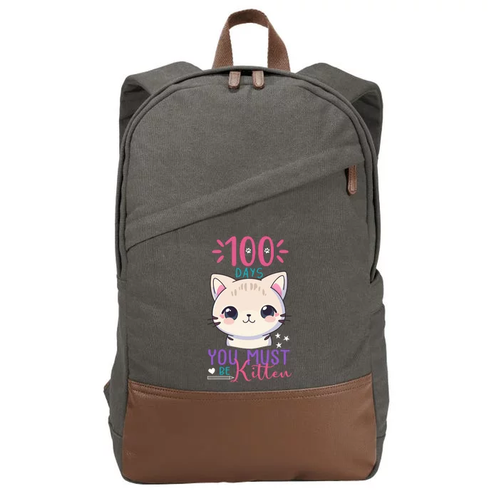 100 Days Of School You Must Be Kitten Cute Cotton Canvas Backpack