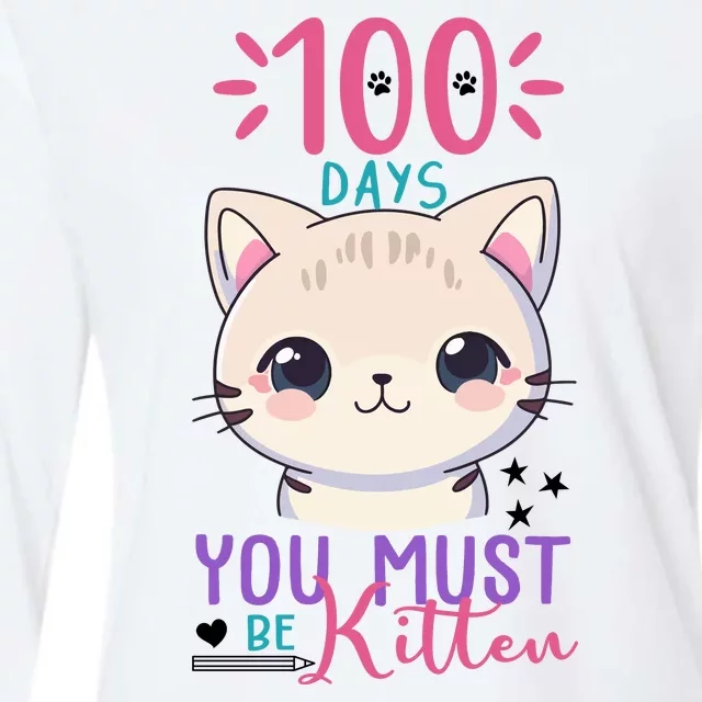 100 Days Of School You Must Be Kitten Cute Womens Cotton Relaxed Long Sleeve T-Shirt