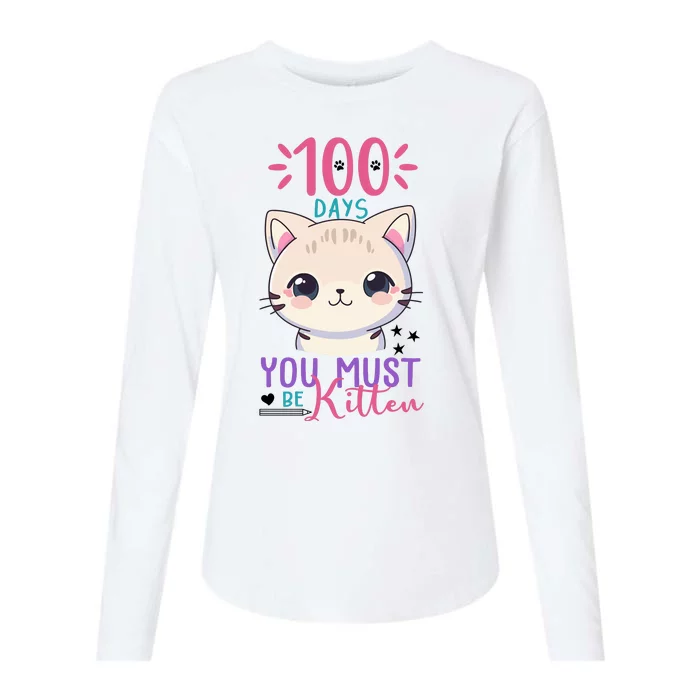 100 Days Of School You Must Be Kitten Cute Womens Cotton Relaxed Long Sleeve T-Shirt