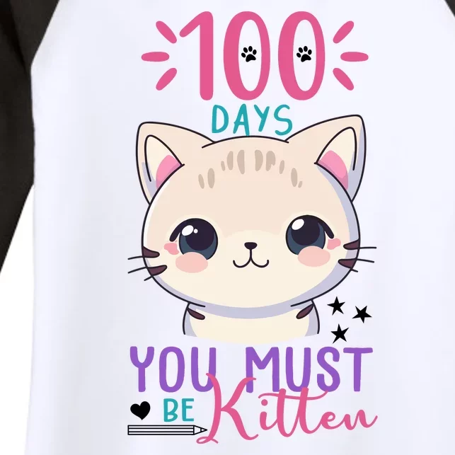 100 Days Of School You Must Be Kitten Cute Women's Tri-Blend 3/4-Sleeve Raglan Shirt